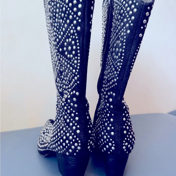 Coconuts by Matisse Black and Silver Studded Heeled Boots - Picture 3 of 9